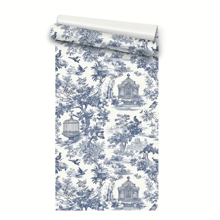 Blue Countryside Landscape Pattern Self-Adhesive Wallpaper