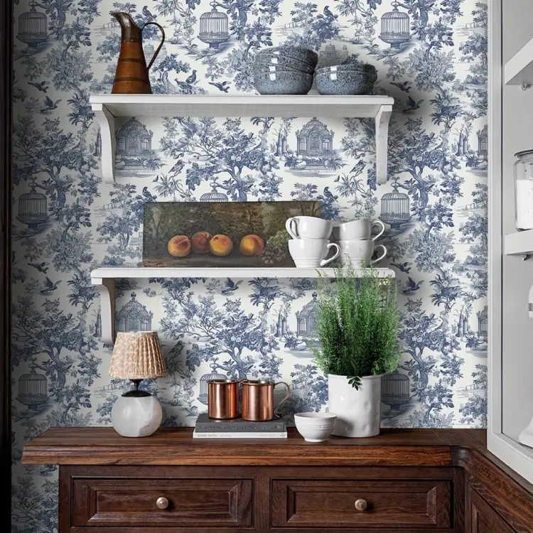 Blue Countryside Landscape Pattern Self-Adhesive Wallpaper - Image 3
