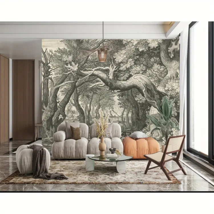Vintage Woodland Scene Wallpaper