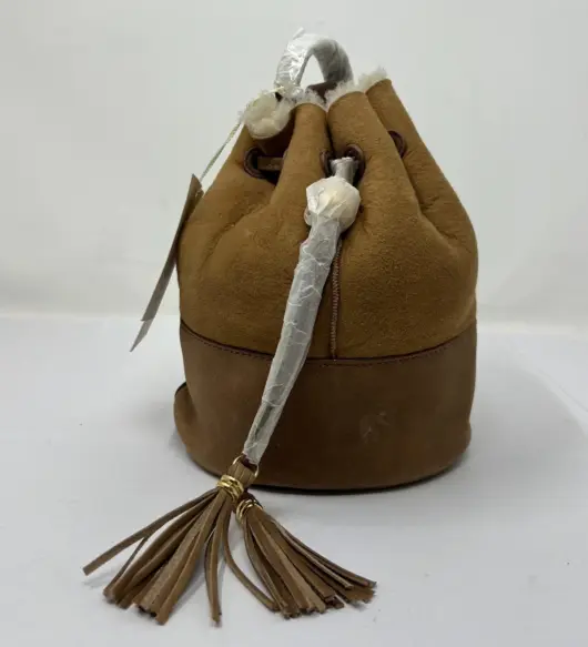 UGG Australia Brown Shoulder Bag Real Fur & Leather Small Size VTG NWT