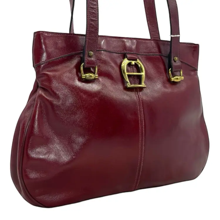 Vintage 60s 70s ETIENNE AIGNER Large Leather Bag Handbag Tote Shoulder Hinge NWT - Image 3