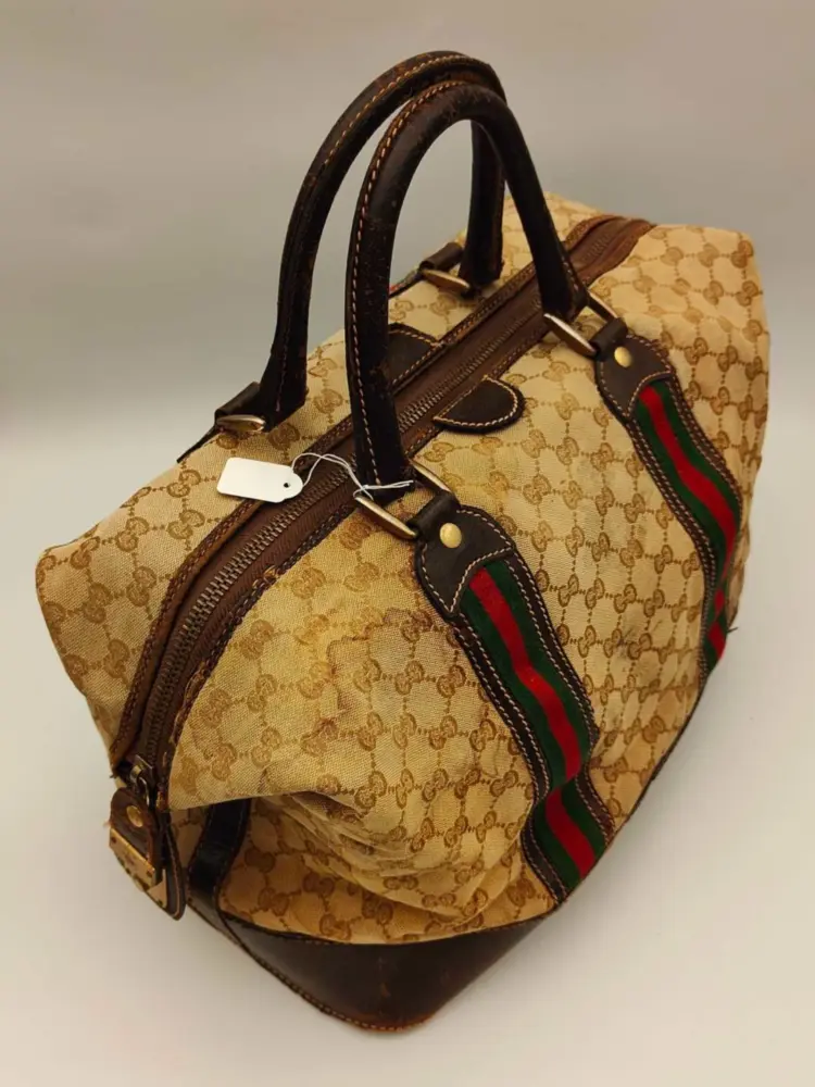 Vintage Leather Monogram Canvas Tote Bag Anni 70 - Image 2