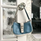 Vintage Coach Hamptons Leather Buckle Demi 7542 Blue White Y2K Purse