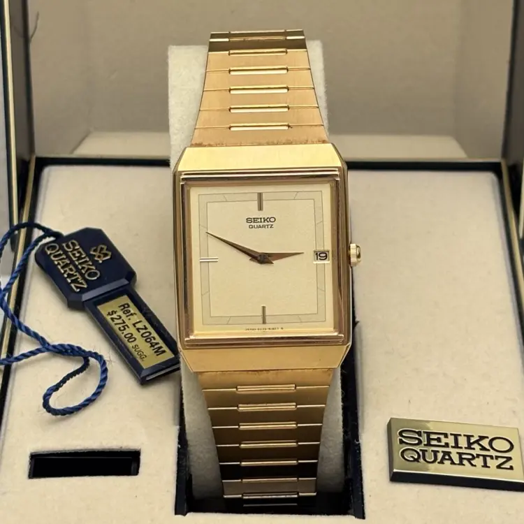 NOS Vintage Seiko 6439-5089 Tank Gold Tone Men's Watch