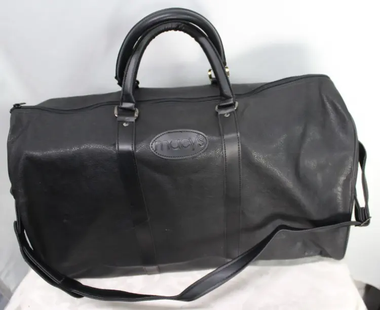 Vintage Macy's One Two Go Women's Black Travel Duffel Bag
