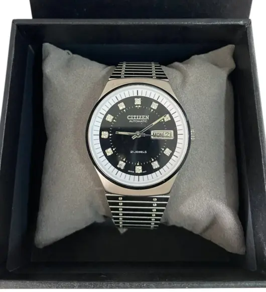 Vintage Citizen Automatic Men's Watch – Black Dial Stainless Steel