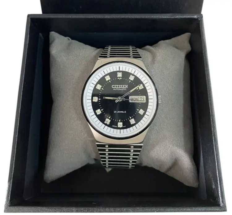 Vintage Citizen Automatic Men's Watch – Black Dial Stainless Steel