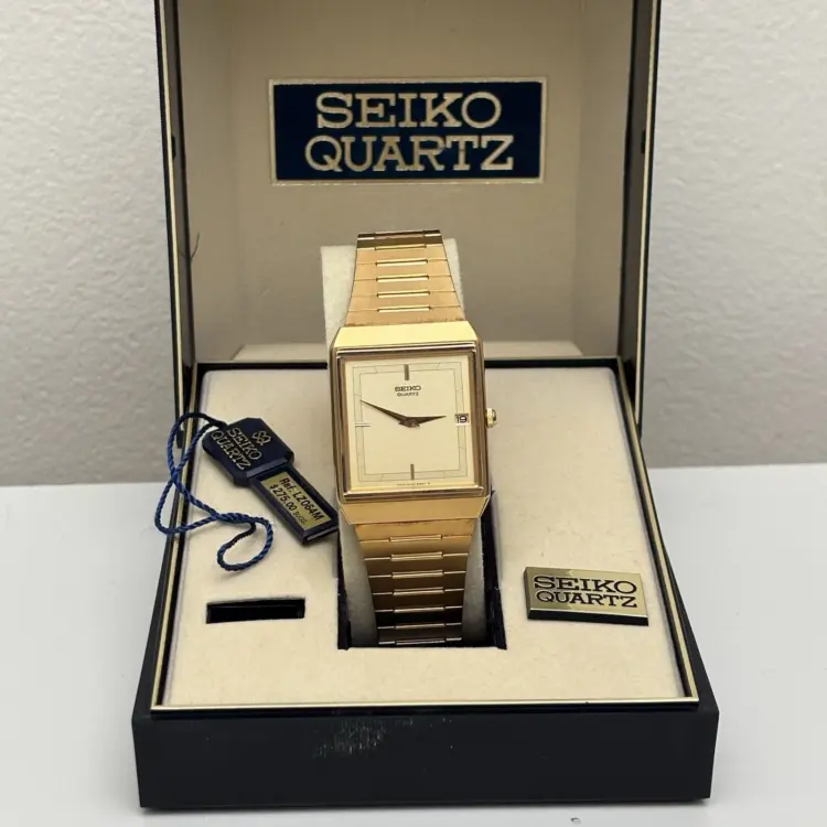 NOS Vintage Seiko 6439-5089 Tank Gold Tone Men's Watch - Image 2