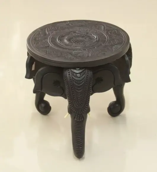 Handcrafted Vintage Small Round Wooden Table / Plant Stand