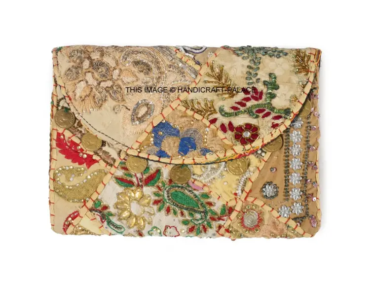 Women’s Boho Vintage Embroidered Patchwork Clutch Bag – Handmade