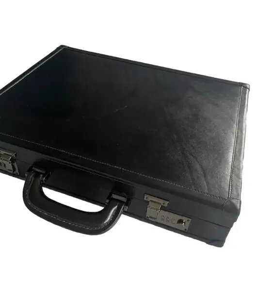 Vintage Brooks Brothers Black Leather Hard-Side Attaché Briefcase