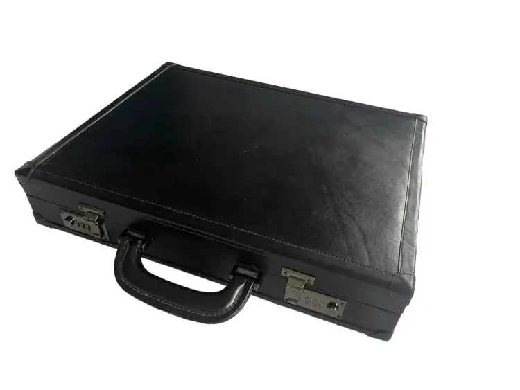 Vintage Brooks Brothers Black Leather Hard-Side Attaché Briefcase