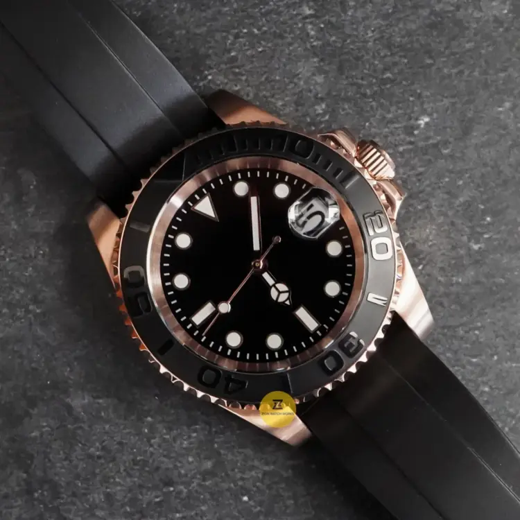 Custom 40mm Rose Gold Yacht Style Mod Watch – NH35 Automatic