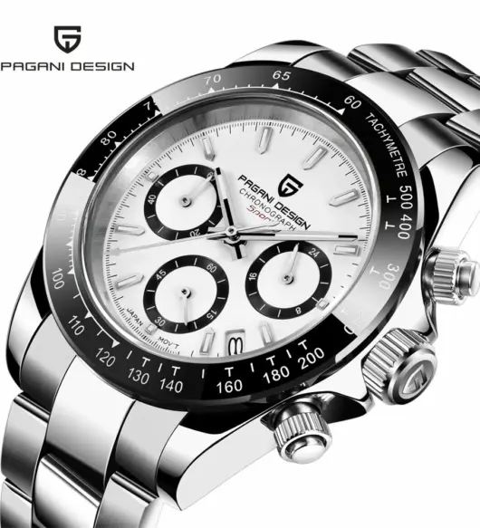 Pagani Design VK63 Men's Chronograph Watch – 40mm White Dial