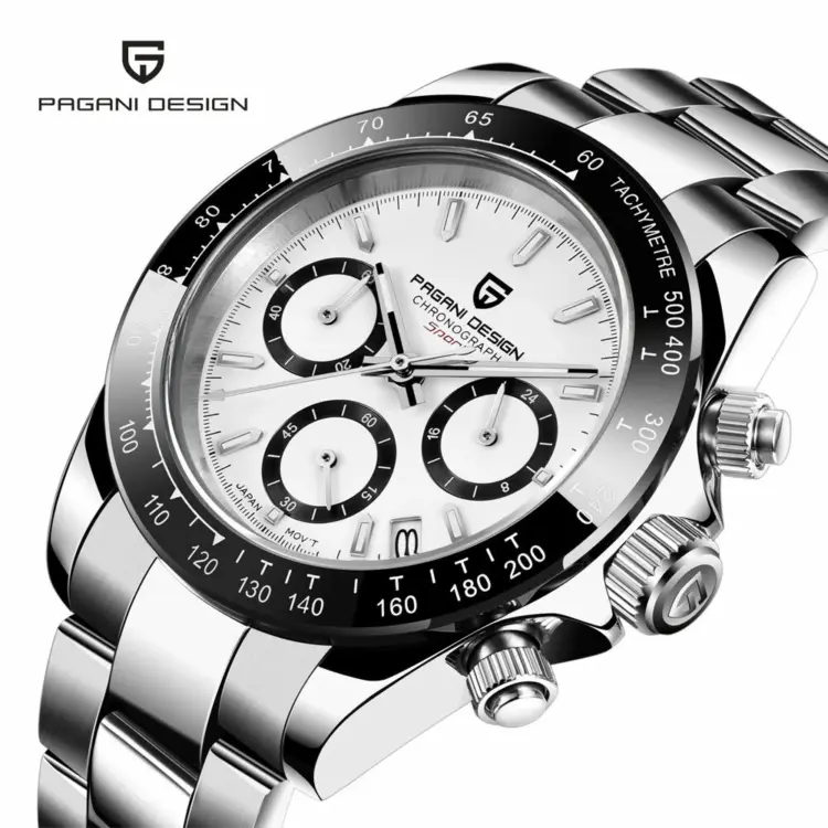 Pagani Design VK63 Men's Chronograph Watch – 40mm White Dial