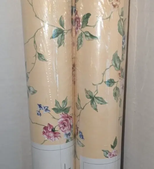 Vintage New Wallpaper – Yellow Floral Cottage Chic (2 Sealed Rolls, Granny Core)