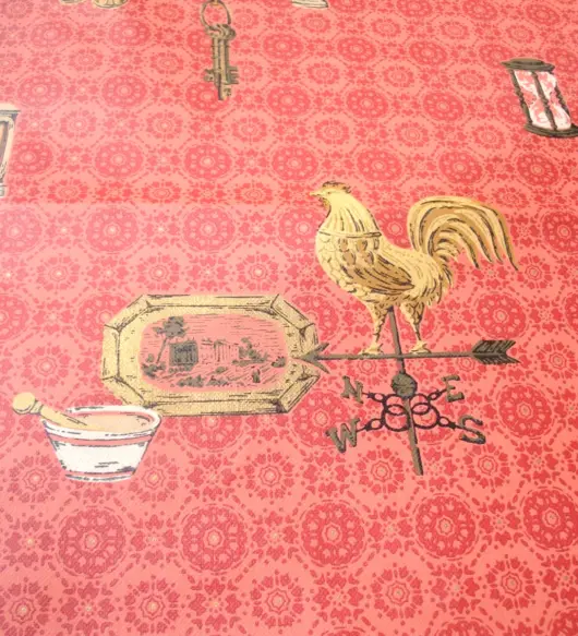 Vintage Wallpaper – Partial Large Roll – Colonial Farmhouse Rooster & Eagle Design