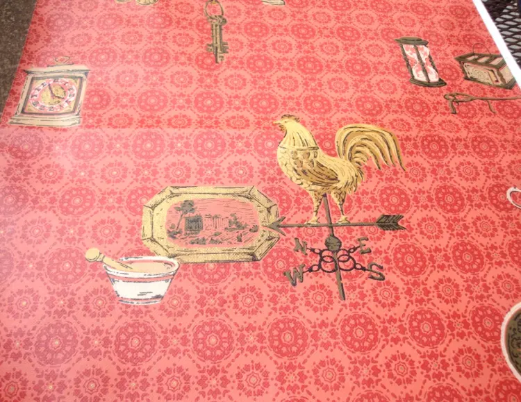 Vintage Wallpaper – Partial Large Roll – Colonial Farmhouse Rooster & Eagle Design