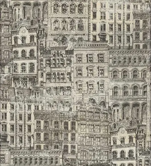 New England Buildings 1800's Sketches Unpasted Wallpaper – TL32106