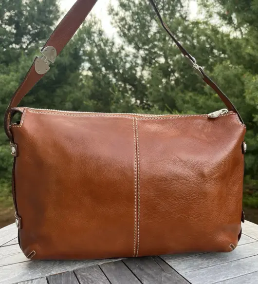 Vintage Michael Kors Saddle Brown Leather Shoulder Bag