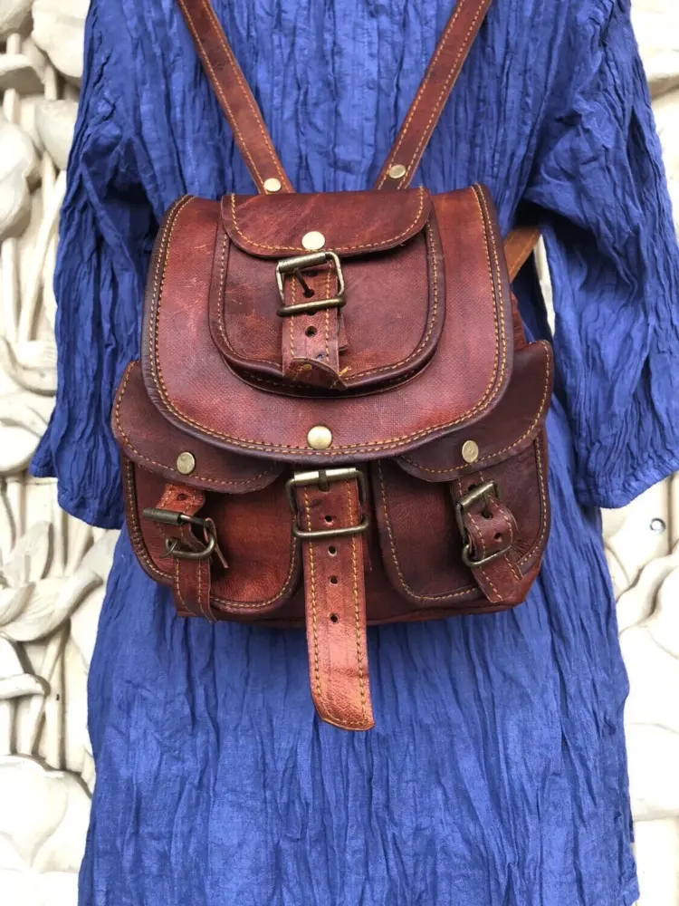 Women's Handmade Vintage Brown Leather Backpack