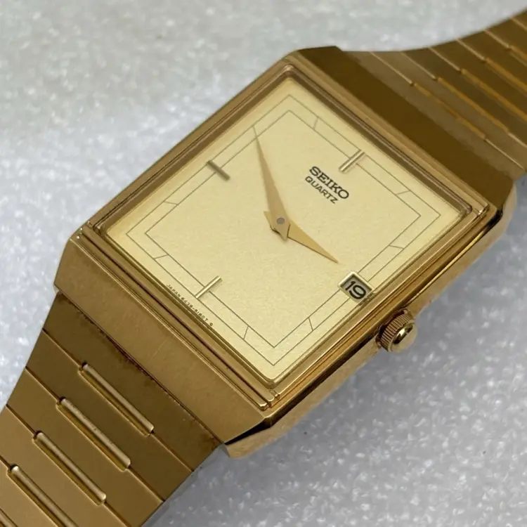 NOS Vintage Seiko 6439-5089 Tank Gold Tone Men's Watch - Image 4