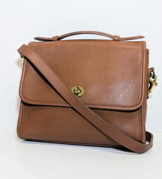 [Near Mint] COACH 9870 Vintage Brown Leather Court Bag – 2-Way Shoulder/Handbag