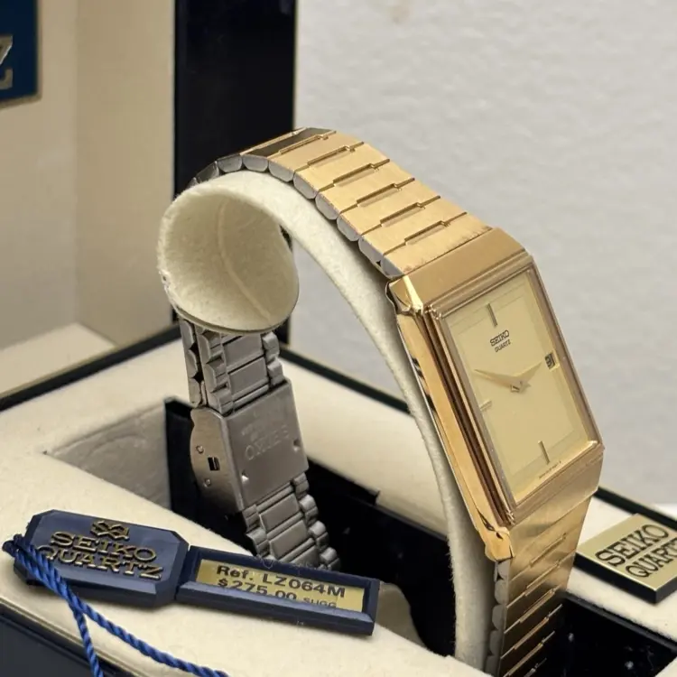 NOS Vintage Seiko 6439-5089 Tank Gold Tone Men's Watch - Image 5