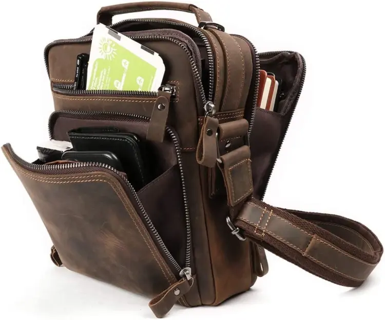 Genuine Leather Small Messenger Crossbody Bag for Men - Image 3