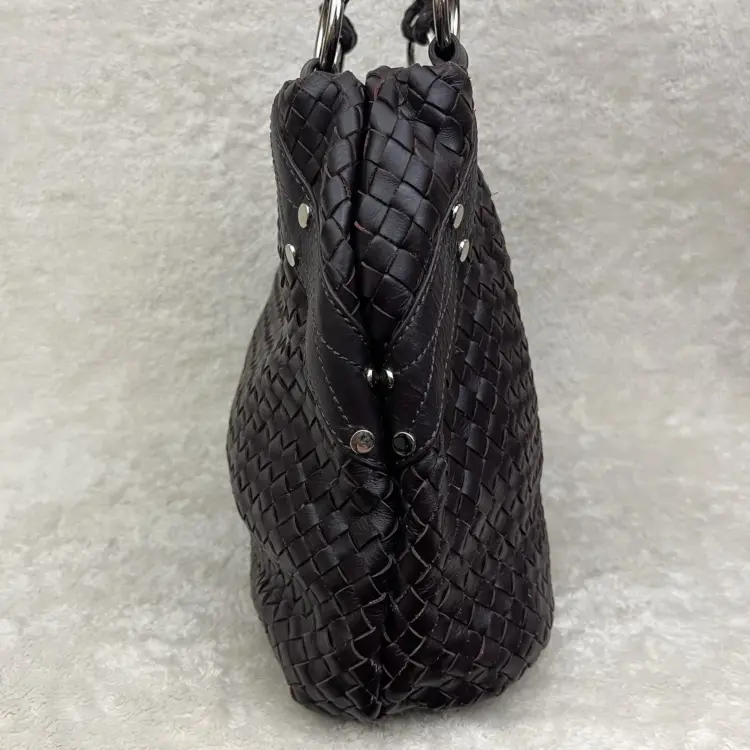 Vintage Adrienne Vittadini Large Woven Tan Shoulder Tote Bag - Image 3