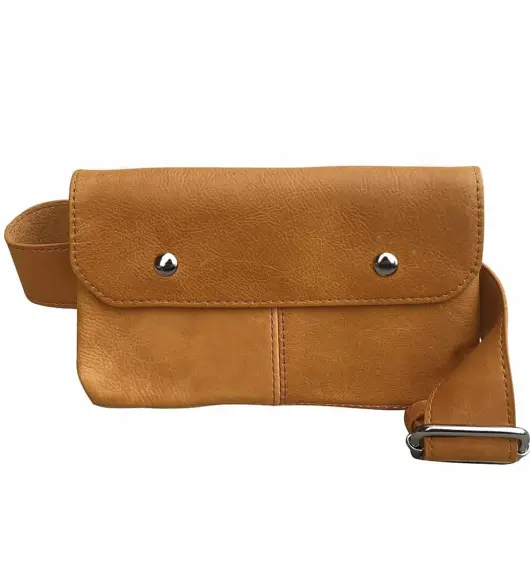 Tan Handcrafted Vintage Cowhide Leather Fanny Pack Waist Travel Belt