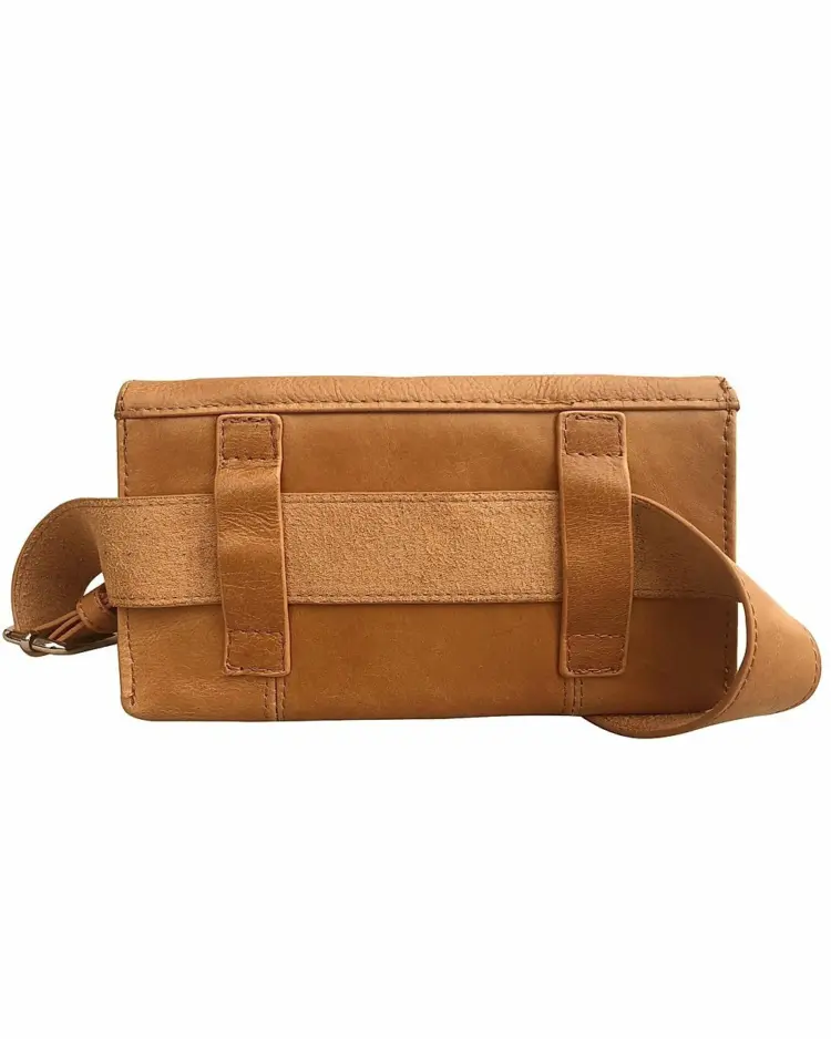 Tan Handcrafted Vintage Cowhide Leather Fanny Pack Waist Travel Belt - Image 3