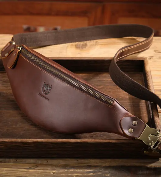 Leather Vintage Fanny Men Cowhide Crossbody Belt