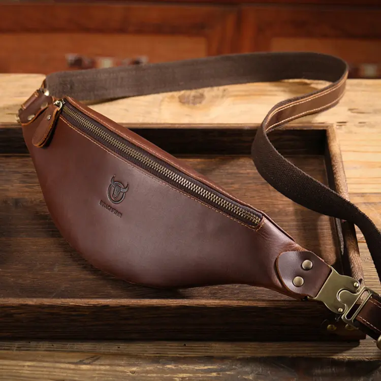Leather Vintage Fanny Men Cowhide Crossbody Belt
