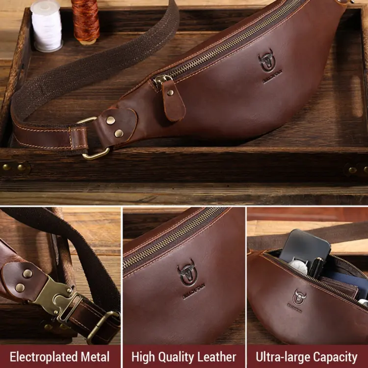 Leather Vintage Fanny Men Cowhide Crossbody Belt - Image 2