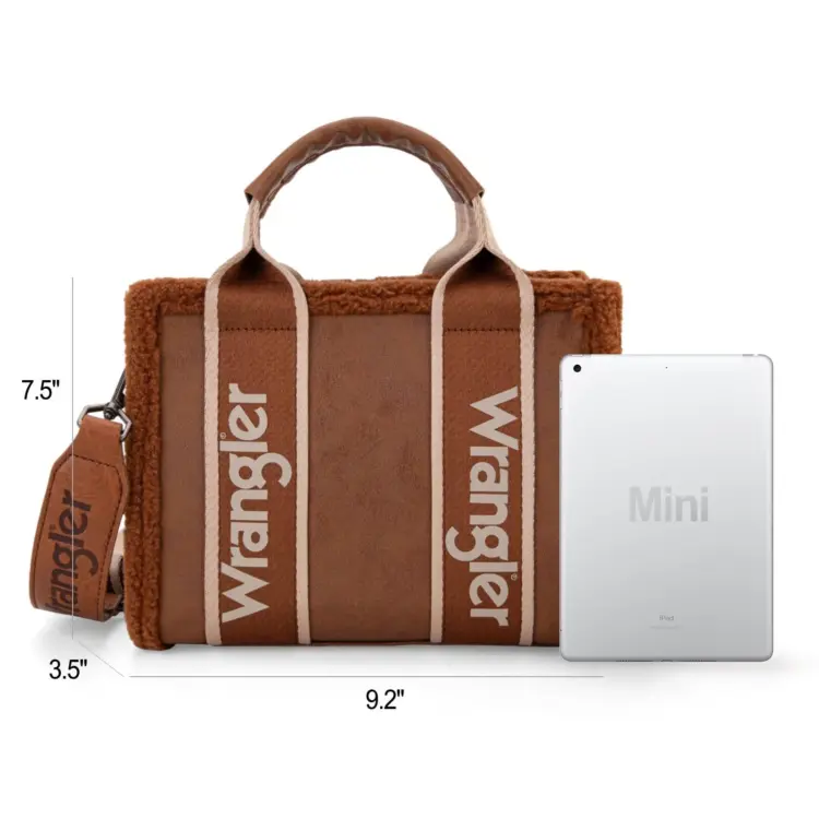 Wrangler Sherpa Tote Bag Lamb Wool Top-Handle & Crossbody Handbag - Image 4