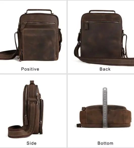 Genuine Leather Small Messenger Crossbody Bag for Men