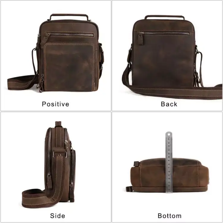 Genuine Leather Small Messenger Crossbody Bag for Men