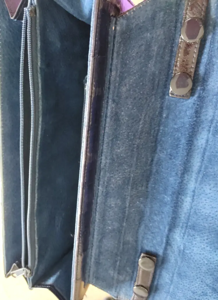 Vintage Navy Blue Eel Skin Leather Shoulder Bag – Elegant & Classic - Image 3