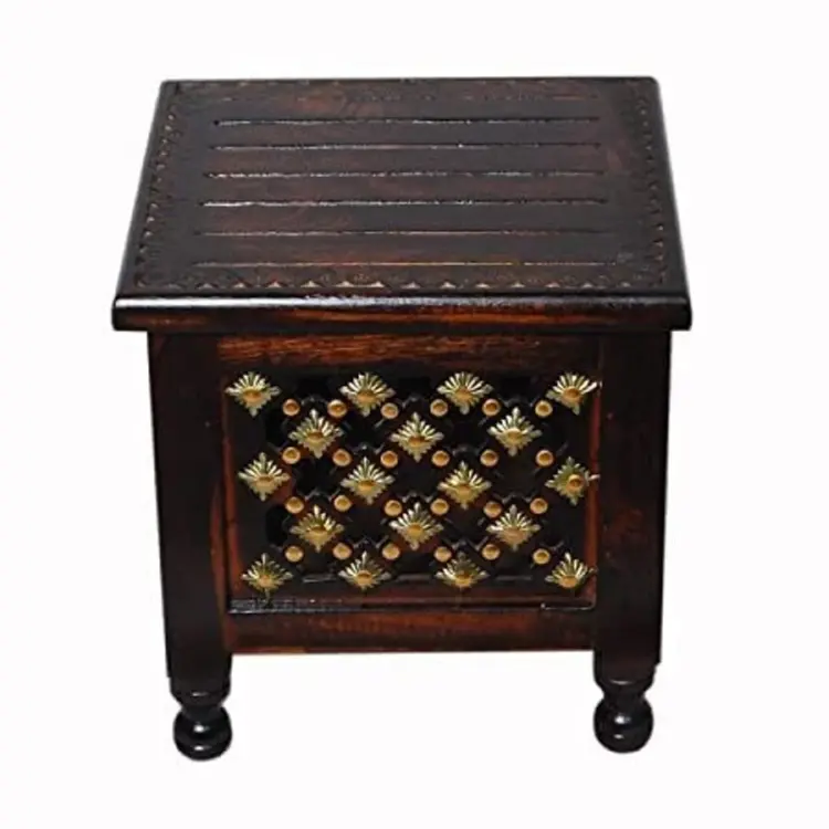 Antique Wooden Storage Stool Handcrafted