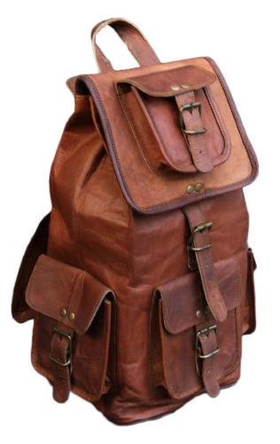 18" JMB Vintage Genuine Leather Rucksack Backpack Messenger Satchel