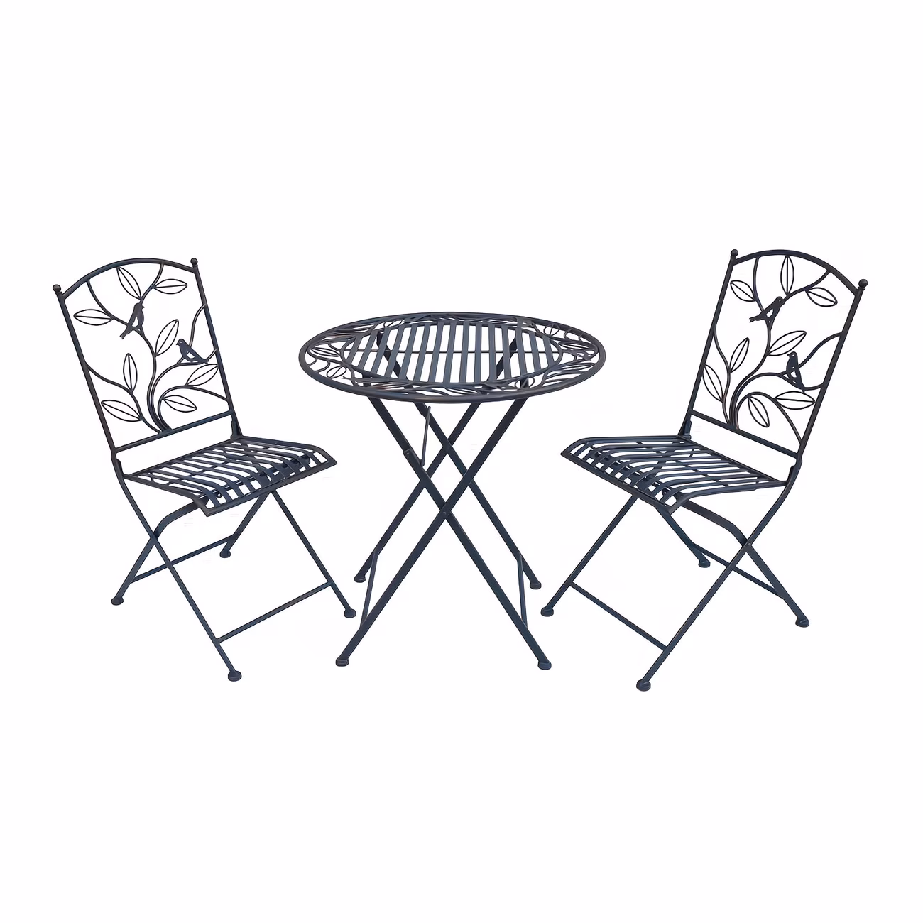 Vintage Folding Bistro Set – 3-Piece Metal Patio Table & Chair Set