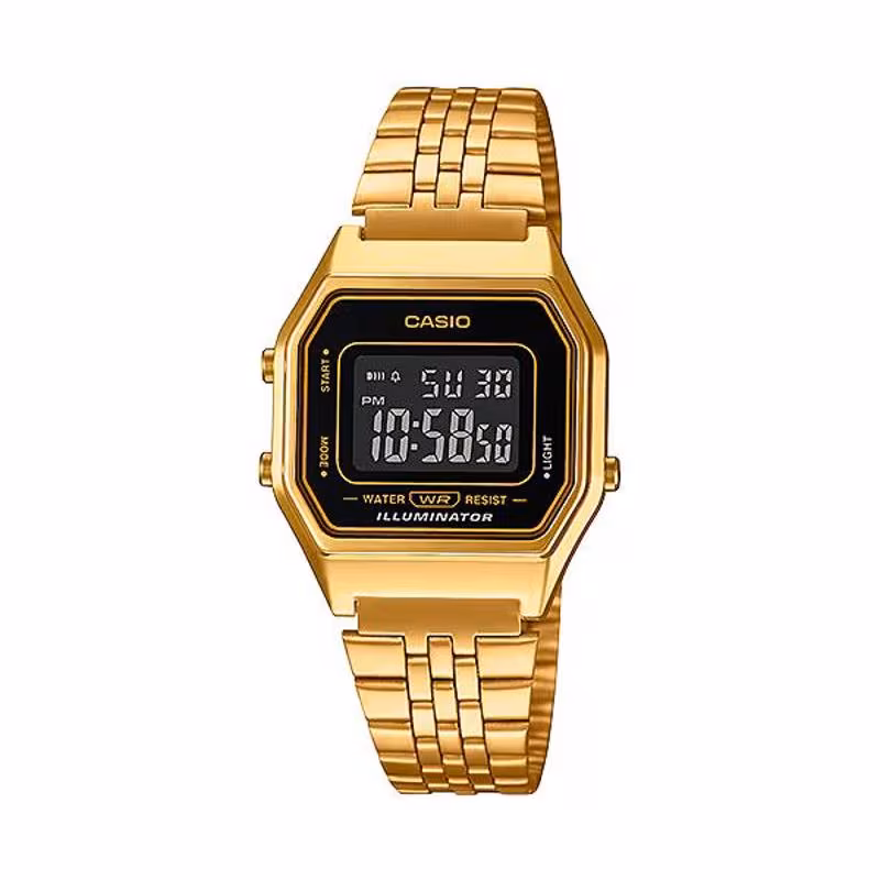 Vintage Gold Digital Watch – Classic Retro LED Display Bracelet Timepiece