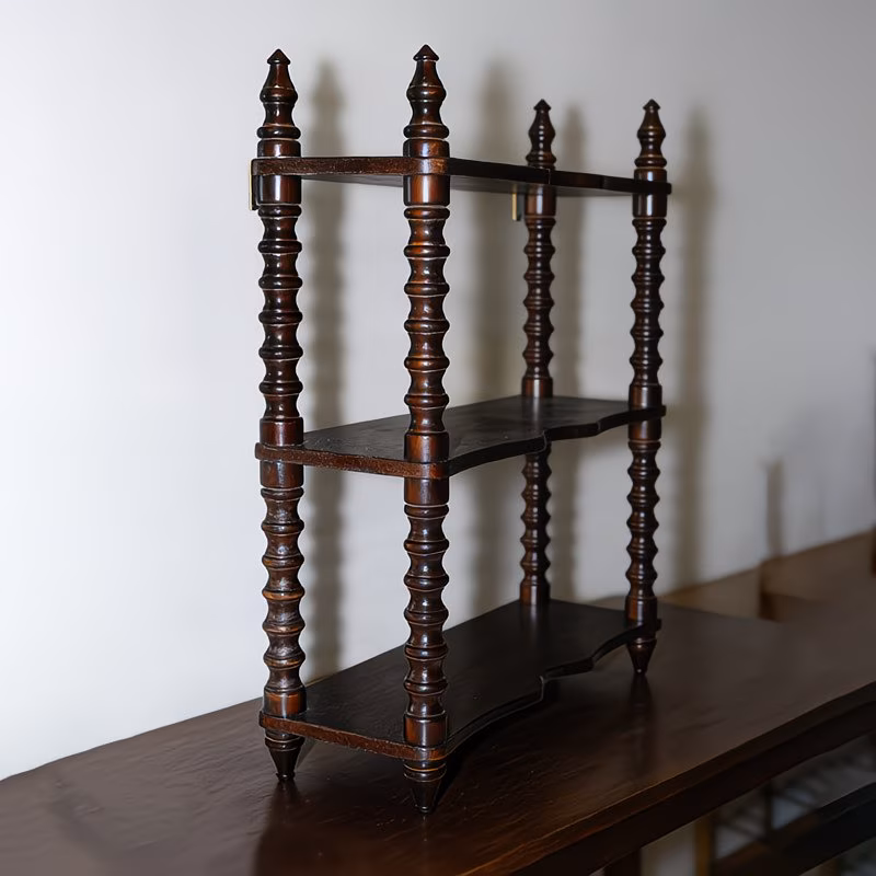 Vintage French-Style Solid Wood Display Shelf Rack – 3 Tier